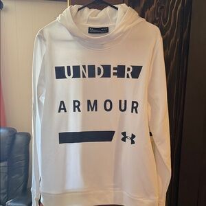 Under Armour White and Navy Graphic Hoodie